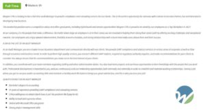 The image is a screenshot of a job posting with a Wegner CPAs logo in the bottom right corner. The posting reads: Wegner CPAs is looking to hire a full-time Audit Manager to provide compliance and consulting services for our clients. This is the perfect opportunity for someone with a desire to become Partner, but not interested in developing new business.This leadership position earns a competitive salary and offers great perks, including hybrid work and remote opportunities! Wegner CPAs is proud to be voted by our employees as a Top Workplace in 2022! At our company, it is the people that make a difference. No matter what stage an employee is at in their career, we are invested in helping them along their career path by offering exciting challenges and exceptional rewards. Our employees also enjoy upward advancement, flexibility in work schedules, and strong relationships with a team that really cares about them and their success. A DAY IN THE LIFE OF AN AUDIT MANAGER As an Audit Manager, you are a leader in our Assurance department and communicate directly with our clients. You provide GAAP compliance and advisory services in various areas of corporate as well as flow-through assurance and business needs. In order to perform high-quality services, you research different GAAP matters, respond to regulatory authority inquiries, and make recommendations for your clients to consider. You always ensure that the recommendations you make are in the best interest of your clients. In addition, you coordinate with your team members regarding staffing and other administration duties. You also lead team projects and use these opportunities to form friendships with the people that you work with. Professional development is important to you, and you continuously seek out networking opportunities both internally and externally in order to establish and maintain working relationships. Having a job where you get to use your public accounting skills and maintain a healthy work-life balance brings you great satisfaction, and this is why you love your job! QUALIFICATIONS FOR AN AUDIT MANAGER Bachelor’s degree in accounting 4+ years of experience providing GAAP compliance and consulting services CPA or willingness to obtain (don’t have it yet? No problem! We’ll pay for it!) Ability to lead and supervise others Skilled with Microsoft Office programs Strong project management skills"